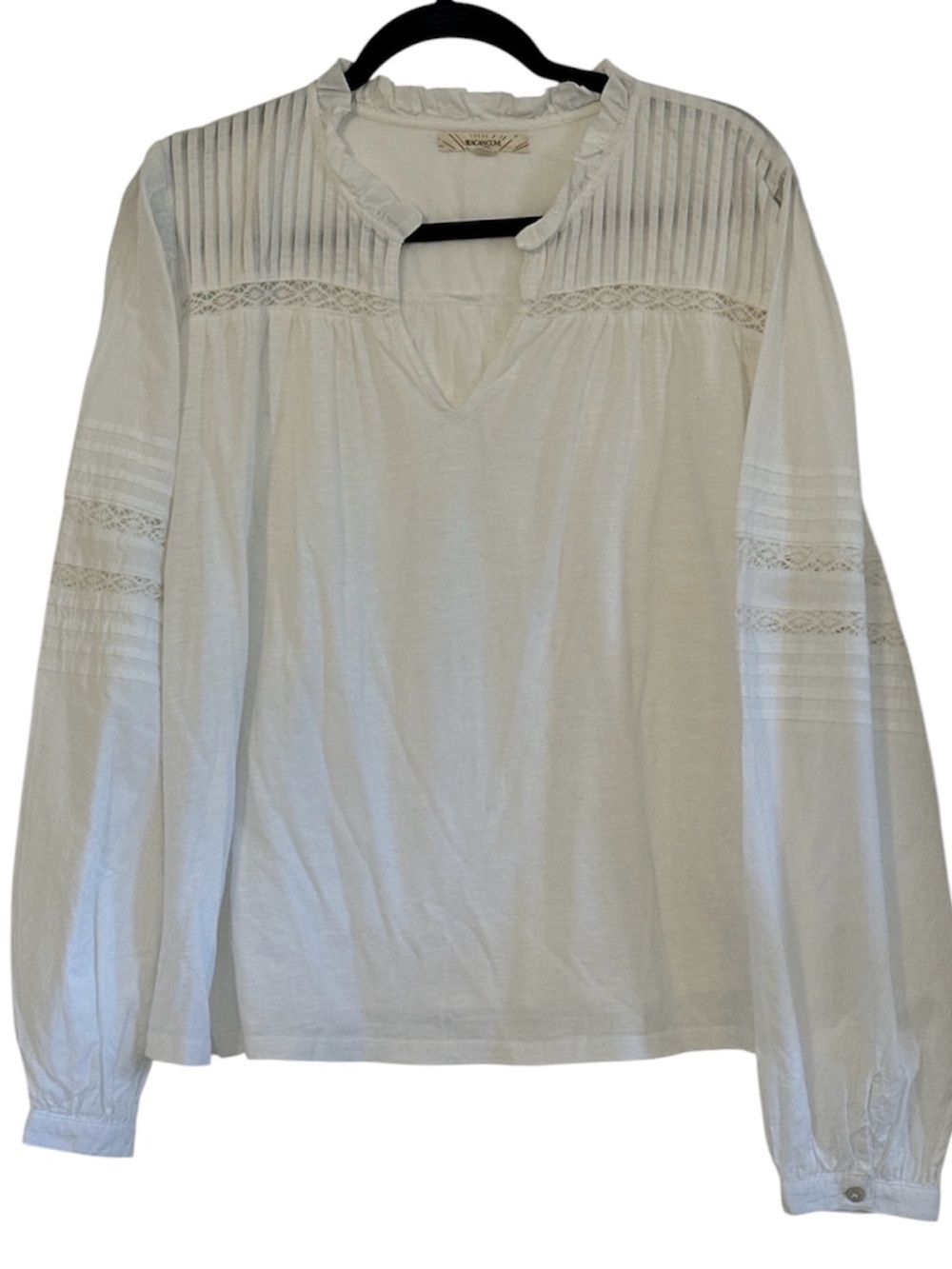 Beacon Cove | White Lace Cotton Blouse / T-Shirt | Size XL
